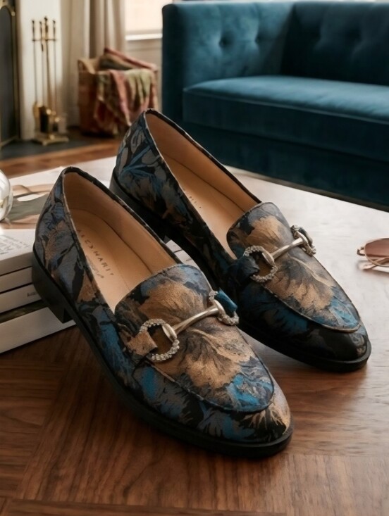 Alex Marie Shoes - Alex Marie Gilmore Two Printed Jacquard Bit Buckle Loafers Size 6